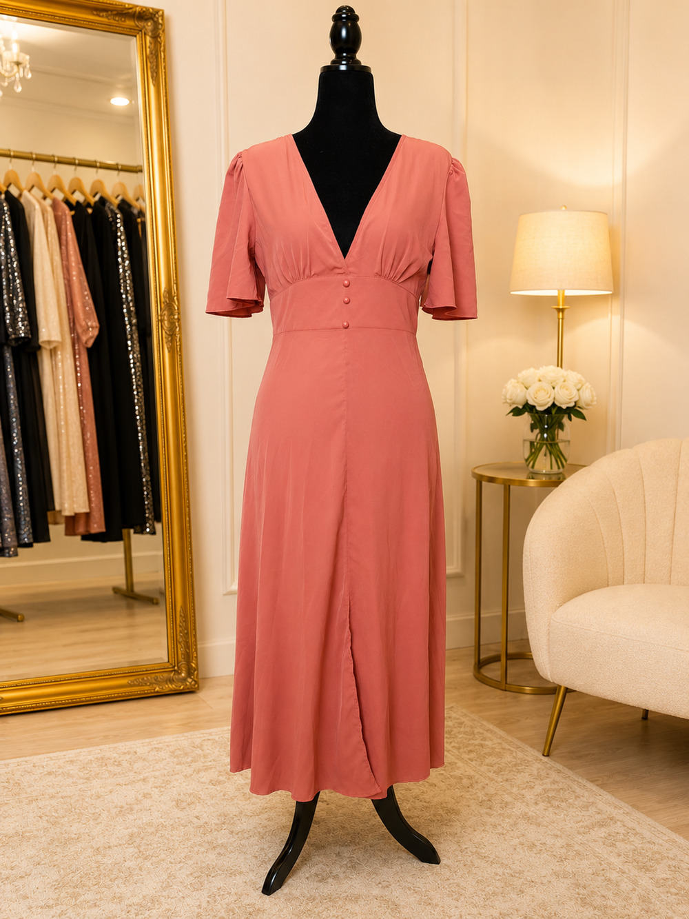 Rust midi dress, Estimated Size 6/8, NEW